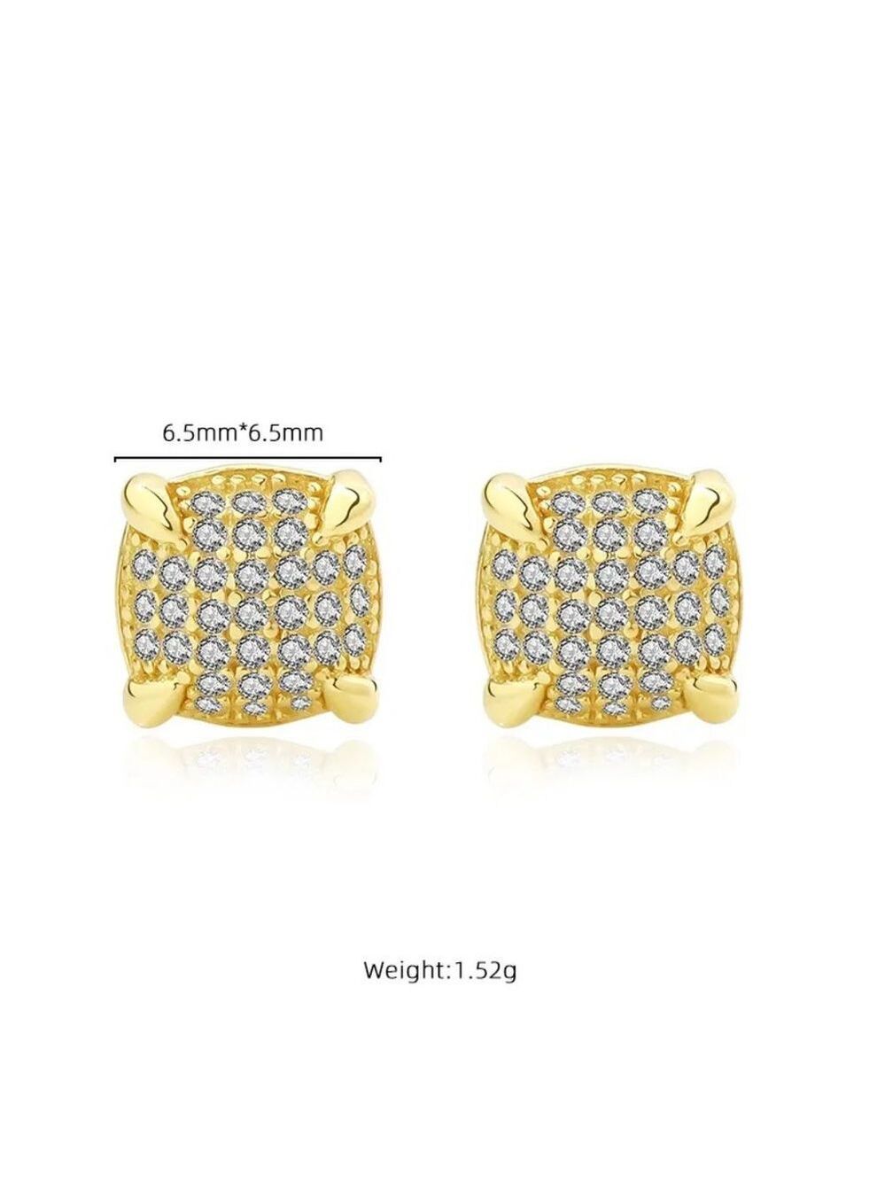 18k Yellow Gold over 925 Sterling Silver CZ Accent Micro-Pavé Stud Earrings - Picture 2 of 6